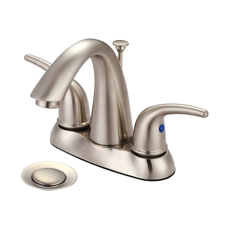 Olympia Faucets Two Handle Bathroom Faucet, NPSM, Centerset, Brushed Nickel, Number of Holes: 3 Hole L-7572-BN